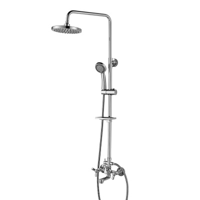 Смеситель Rossinka Q02-46 для ванны и душа с регулируемой высотой штанги, поворотным изливом и лейкой "Тропический дождь"