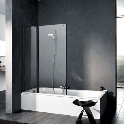 Kermi Pega Штора на ванну PE DTL 1100x1500, прозрачное стекло, цвет: черный