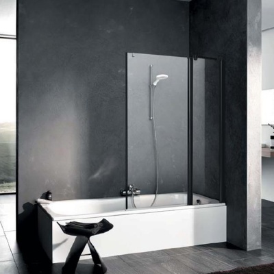 Kermi Pega Штора на ванну PE DTR 1100x1500, цвет: черный матовый/прозрачное стекло