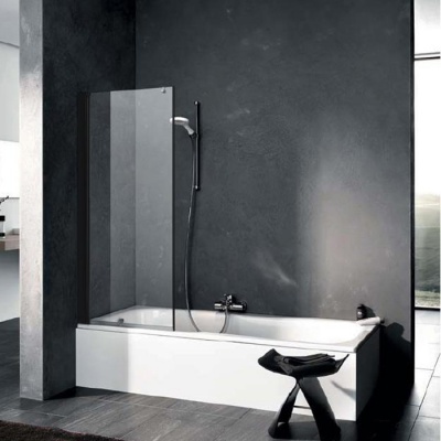 Kermi Pega Штора на ванну PE DFL 750x1500, цвет: черный матовый/прозрачное стекло