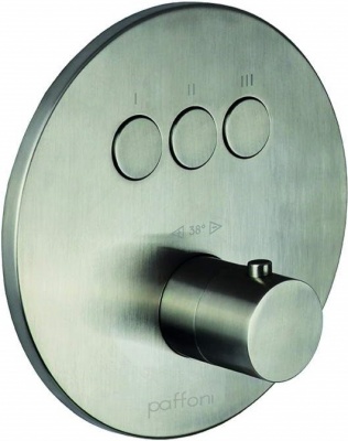 CPT019ST Компакт термостат смес.внеш.часть на 3 функции для монтажа с CPBOX001,steel looking (285906)