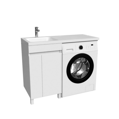 Тумба с умывальником напольная для стиральной машины с дверцами, 110 см, левая, белая, Optima Home, OPH11LDi95K
