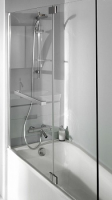 Шторка для ванны Jacob Delafon Adequation 100х140 см, с полотенцедержателем, прозрачная E4931-GA