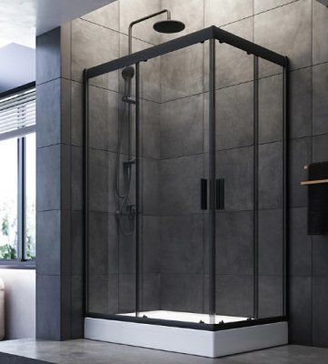 Душевое ограждение 120x80 AM.PM Gem W90G-404-120280-BT черный профиль