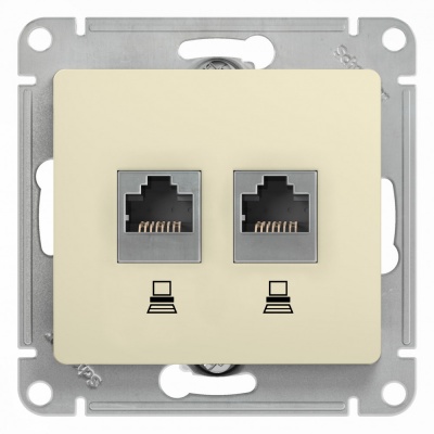 SE Glossa Беж Розетка 2-ая компьютерная RJ45+RJ45, кат.5E
