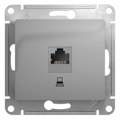 SE Glossa Алюминий Розетка компьютерная RJ45 кат.5E