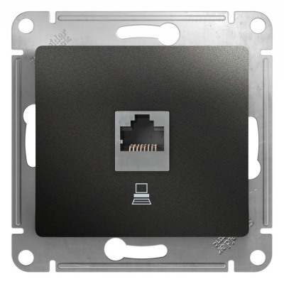 SE Glossa Антрацит Розетка компьютерная RJ45 кат.5E