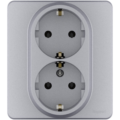 Legrand INSPIRIA Алюминий Розетка 2 x 2К+З - немецкий стандарт - 16 А - 250 В