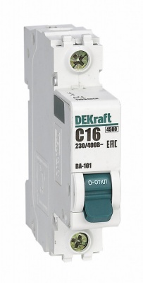 DEKraft Автоматический выключатель 1Р 16А х-ка D ВА-101 4,5кА