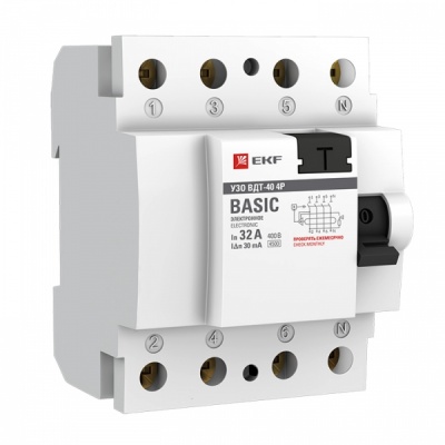 EKF Basic ВДT-40  УЗО 4P 40А/30мА (AC) электронное