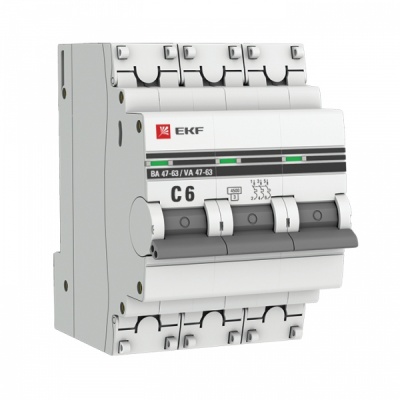 EKF PROxima ВА 47-63 Автоматический выключатель  (С) 3P 6А 4,5kA
